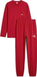 Calvin Klein Pyjama long 'HOLIDAY' écru / rouge sang / blanc