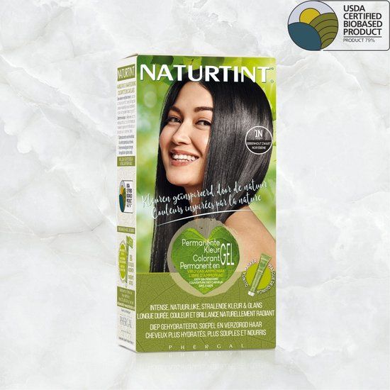 NATURTINT 1N Ebbenhout Zwart - 170ml - Permanente Haarkleuring - Vegan - Ammoniakvrij