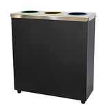 OFITURIA® Selectieve recycling afvalbak, metaal, inhoud: 135 l, zwart, 3 vakken voor afval