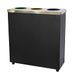OFITURIA® Selectieve recycling afvalbak, metaal, inhoud: 135 l, zwart, 3 vakken voor afval