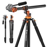 K&F Concept Camera Statief 230cm, Professioneel Video Statief met 90° Centre Column, Afneembare Monopod, Hydraulische Kop, Aluminium Reisstatief voor DSLR Camcorders