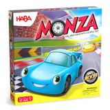 HABA Monza 2012226001 Snel bordspel & autoracespel voor kinderen vanaf 5 jaar, met 6 kleurrijke houten auto's en kleurdobbelstenen