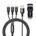 Goodyear 3-in-1 oplader Lightning/Micro USB/USB-C sigarettenaansteker met dubbele USB-kabel 120 cm voor auto