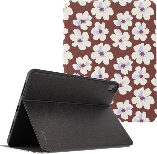 Selencia Book Case for Apple iPad Air 11 inch (2024/2025/2026) and iPad Air 4/5 (2020/2022) - Choco Flower Pop
