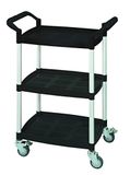 T-EQUIP Kunststof trolley SKMW-430-S, 3 etages, LxBxH: 65,5 x 37 x 90 cm, draagvermogen: 100 kg, transportwagen, schuifwagen, handwagen, stapelwagen, trolley, zwart