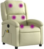 vidaXL Massagestoel, echt leer, crèmekleurig