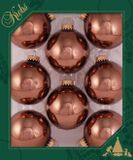 Krebs Kerstballen - 8 stuks - acacia bruin - glas - 7 cm