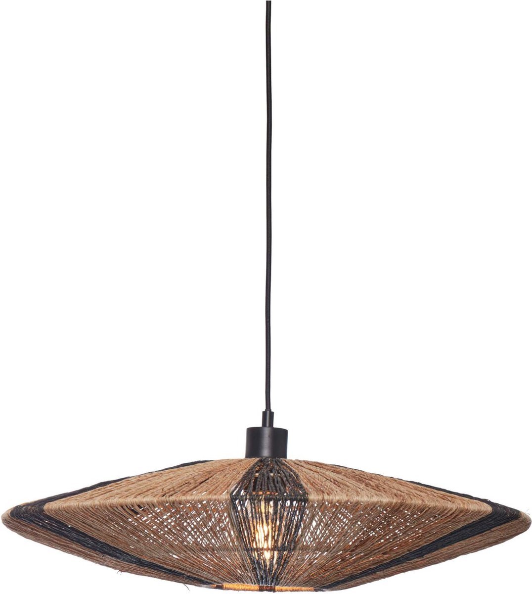 Good&Mojo Hanglamp Iguazu - Jute/Zwart - Ø55cm - - Hanglampen Eetkamer, Slaapkamer, Woonkamer