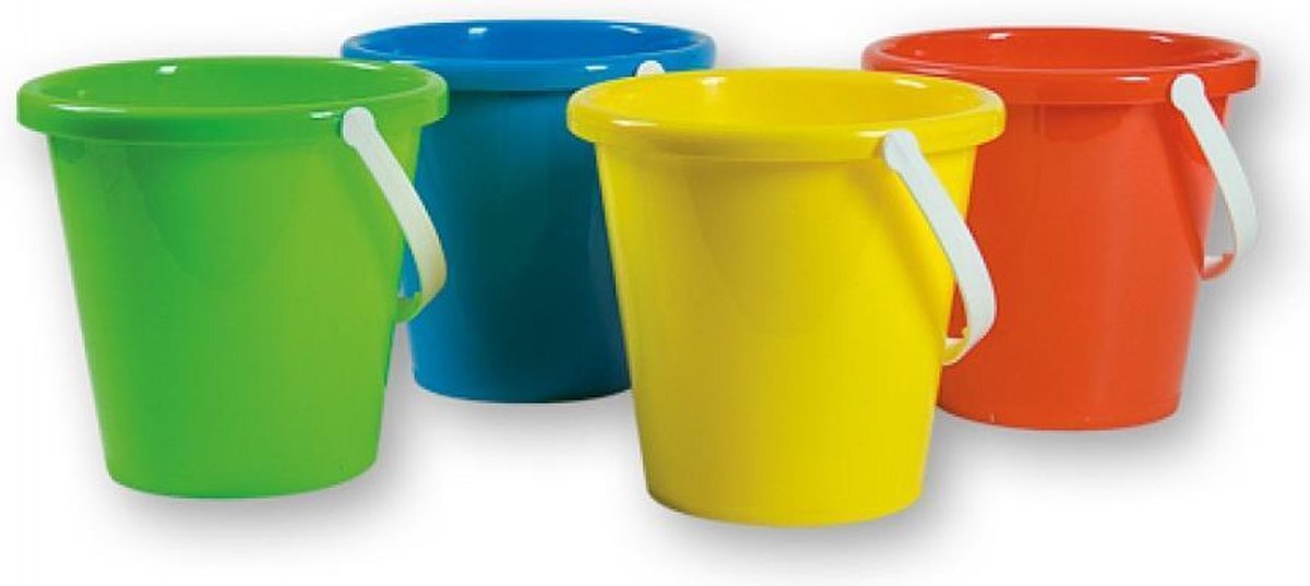 Androni Giocattoli Speelgoedemmer 17 Cm, set van 4 in assortie kleuren, circa 2,5 liter