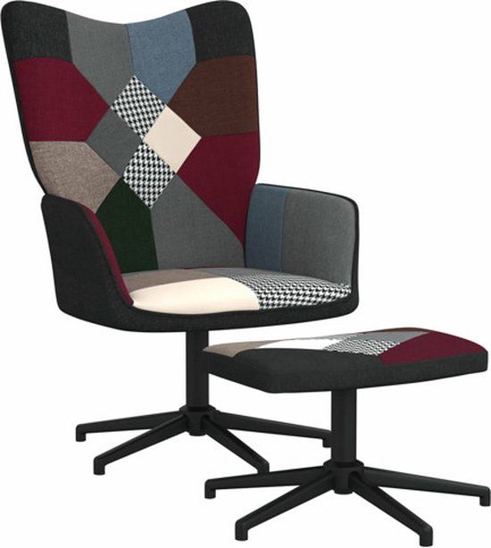 vidaXL Relaxstoel met voetenbank patchwork stof