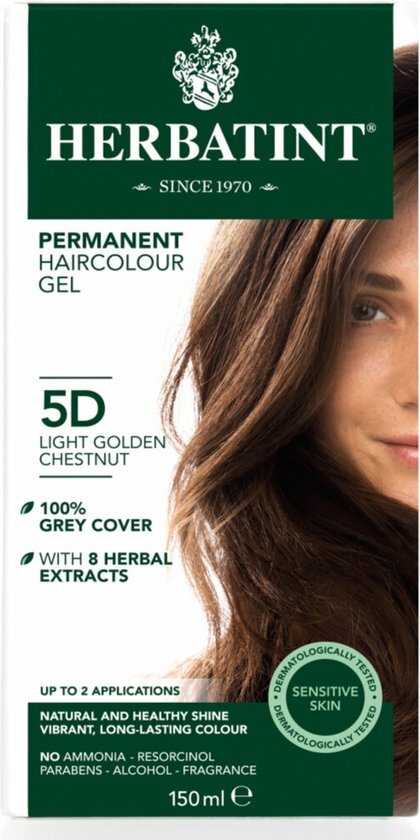 Herbatint 5D Licht Goud Kastanje - Haarverf - Permanente vegan haarkleuring - 8 plantenextracten - 150 ml