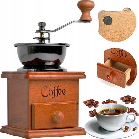 The Coffee Factory Coffee Factory Koffiemolen Vintage - Retro Koffiemaler - Handmolen - Koffie - Koffiebonen - Handmatig - Hout