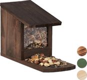 Relaxdays eekhoorn voederhuisje - staand - hout - 17,5 x 12 x 25 cm - donkerbruin