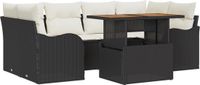 vidaXL Tuinbank Set 7-delig Zwart Polyrattan