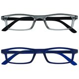 Leesbril The Reading Glasses Company The Society Leesbril Mat Grijs Zwart Marineblauw Lichtgewicht Lezers Waarde 2 Stuks Mannen Vrouwen Scharnieren Met Veer RR17-73 +2,00