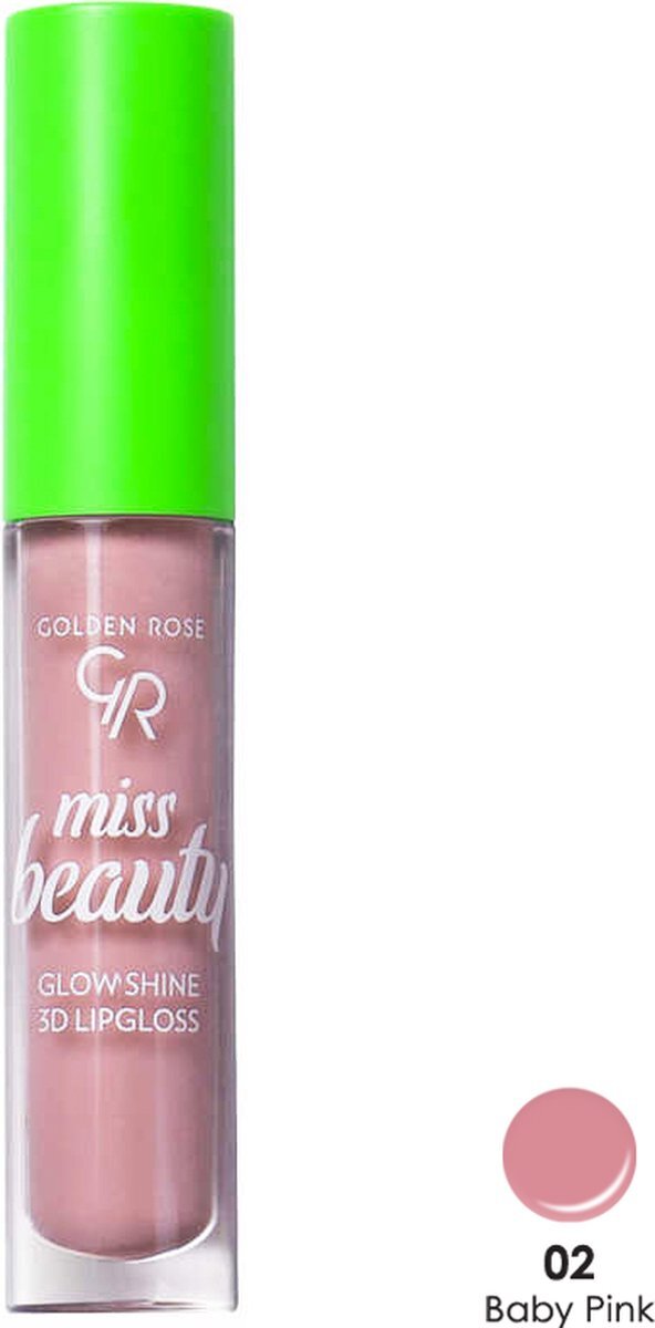 Golden Rose MISS BEAUTY GLOW SHINE 3D LIPGLOSS NO:02 BABY PINK niet plakkerig fijne structuur