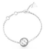 GUESS Armband 4G Rising Side Crystals Coin Bracelet Rhodium Zilverkleurig