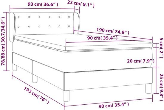 vidaXL Boxspring met matras fluweel zwart 90x190 cm