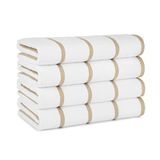Arkwright Las Rayas strandhanddoeken - (pak van 4) 100% ringgesponnen katoen, zachte, sneldrogende witte badhanddoek, 480 g/m² handdoeken voor hotel, resort, spa, hot tube, 30 x 60 inch, beige strepen