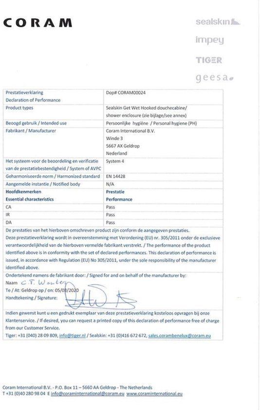 Sealskin Hooked kwartronde douchecabine 100x100cm 6mm veiligheidsglas zilver hoogglans