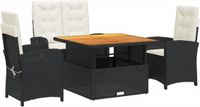 vidaXL 4-delige tuinset met kussens, zwart, polyrotan