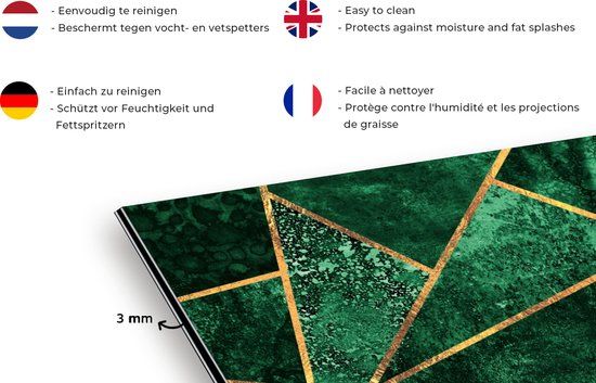 KitchenYeah Spatscherm keuken - Patronen - Goud - Groen - Edelsteen - Keuken achterwand - 120x80 cm