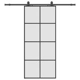 vidaXL Schuifdeur met beslagset, 90x205 cm, ESG glas, zwart