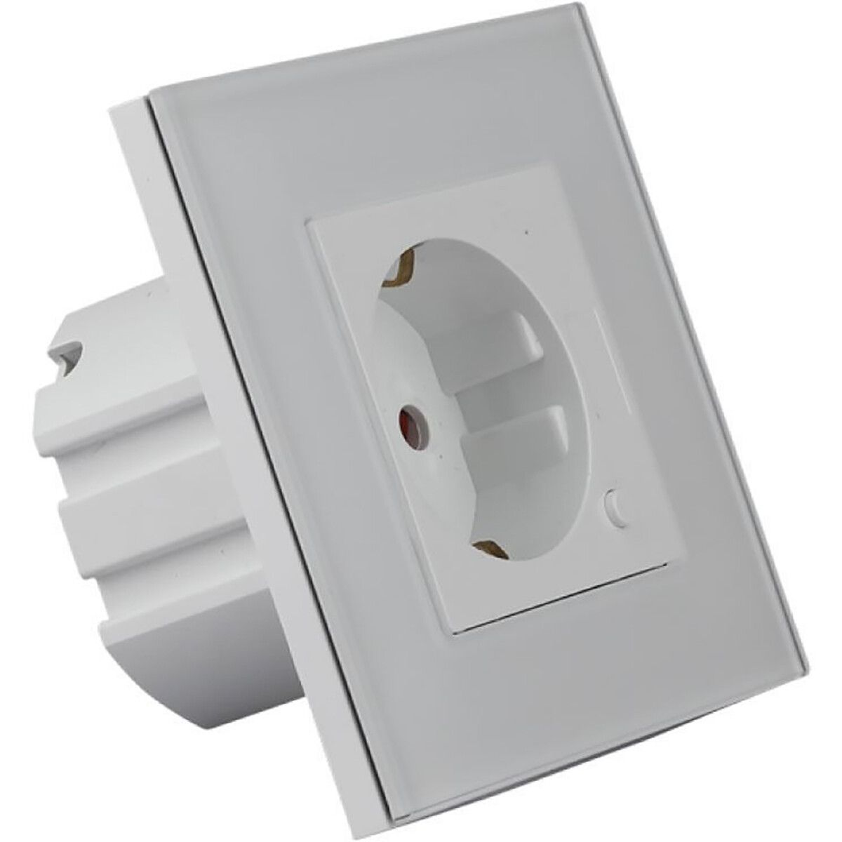 BES LED Wandcontactdoos Smart WiFi - Viron Wimo - Inbouw - 1-voudig - Randaarde - Incl. Glazen Afdekraam - Wit