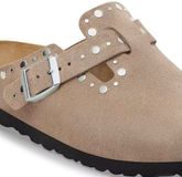 Birkenstock Slipper Boston Rivet Border 1030418 Taupe Suede Smal