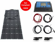 Bergproducts Flexibel Zonnepaneel Compleet Pakket 100W 12V - UltraDun 3MM - Lichtgewicht- Plug Play - Zonnepaneel voor Camper - Zonnepaneel voor Caravan - Zonnepaneel voor Boot - Zonnepaneel voor Tuinhuis