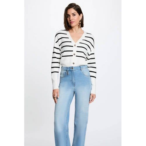 Morgan gebreide gestreepte vest - wit
