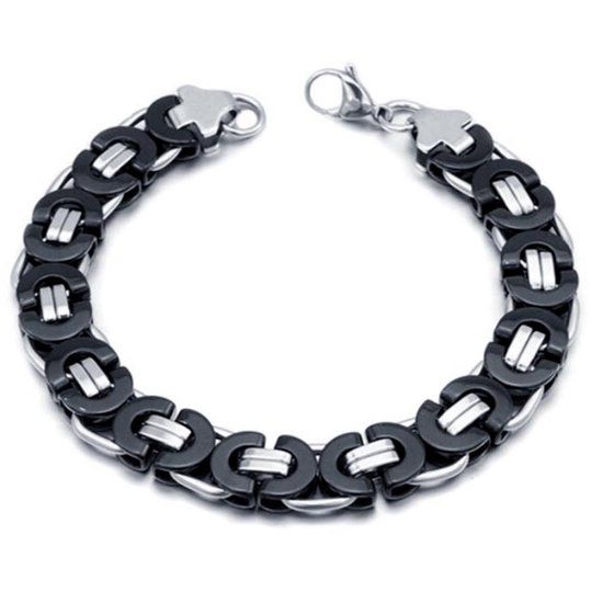 Mendes Lookinggoodtoday Stalen heren armband Mendes Koningsschakel Zwart - 23cm