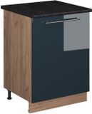 Vicco Keukenonderkast Fame-Line, Donkerblauw hoogglans/Goudkleurig Eiken, 60 cm 1 deur met werkblad