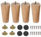 Pieds de meuble en bois 12 cm - Jeu de 4 pieds de remplacement avec vis de montage