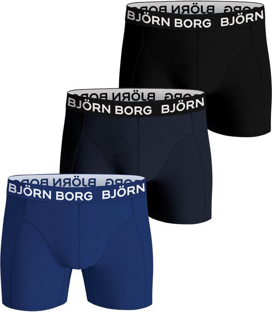 Björn Borg Bamboo Cotton Blend boxers - heren boxers normale lengte (3-pack) - zwart - donkerblauw - blauw