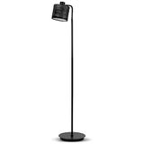 REV Staande lamp - vloerlamp met fluwelen stoffen kap, modern design, eenvoudige montage - ideaal voor kantoor, slaapkamer en woonkamer, E27-fitting, zwart