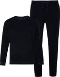 JP 1880 - Heren - Pyjama Buik-Fit thermo-materiaal shirt met lange mouwen - Navy blauw - Maat L