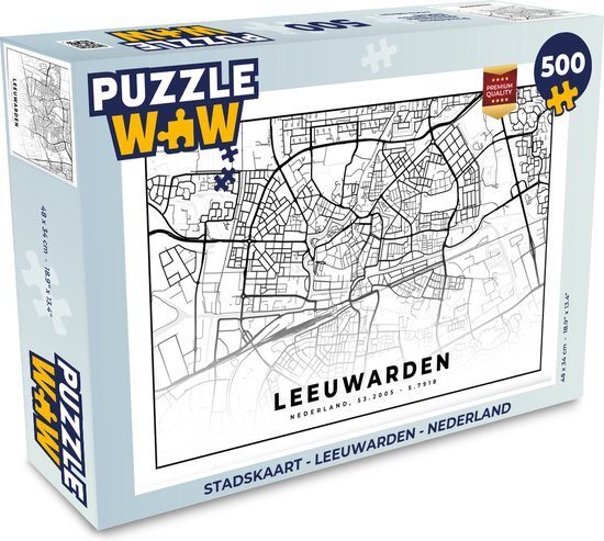 MuchoWow Puzzel Stadskaart - Leeuwarden - Nederland - Legpuzzel - Puzzel 500 stukjes - Plattegrond