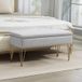 Banc de chevet avec étagère en tissu et pieds en acier, 100 x 40 x 49 cm, gris clair