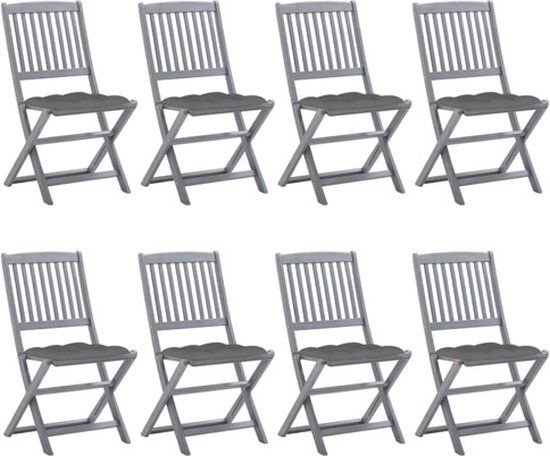 vidaXL Tuinstoelen 8 stuks inklapbaar met kussens massief acaciahout