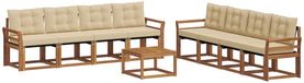 vidaXL - Salon en bois d'acacia banquette d'angle 9 pièces naturel et beige