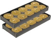 Gerimport Gerim theelichtjes/waxinelichtjes kaarsjes - 20x - goud glitters 3,5 cm