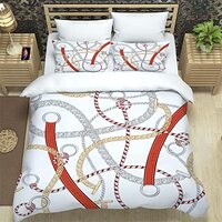 YINGD Kinderdekbedovertrek, Wit Oranje Lijnen 240X280 Cm Ritssluiting, Dekbedovertrek En Kussensloop, 3D Digitale Cartoonprint, Beddengoedset, Voor Jongens En Meisjes