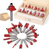 Rosfix Frezenset WoodCut Pro 15 - 15-Delig Schacht 8 mm - VHM Frezen met Lager - Voor Bovenfrees