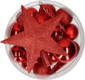 Decoris Kerstballen Set - 33 Stuks - Rood - Kunststof - 6 cm Diameter