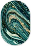 MuchoWow Muurovaal - Oval Marble Look Wall Decoration - Gold Turquoise Glitter - 80x120cm