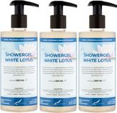 Claudius Cosmetics B.V. Douchegel White Lotus 500 ml - set van 3 stuks - met gratis pomp - Showergel