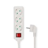 Nedis Stekkerdoos | Randaarde stekker / Type F (CEE 7/7) | 3-wegs | 5.00 m | 3680 W | 16 A | Aan/uit knop | Wit - ESOC350F2WT