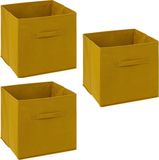 5Five Opbergmand/kastmandje - 3x - Mosterdgeel - 31 x 31 x 31 cm - 29 liter