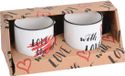 No Koopman Serie - Porseleinen Mok Set - 200ml - Wit met Hartmotief